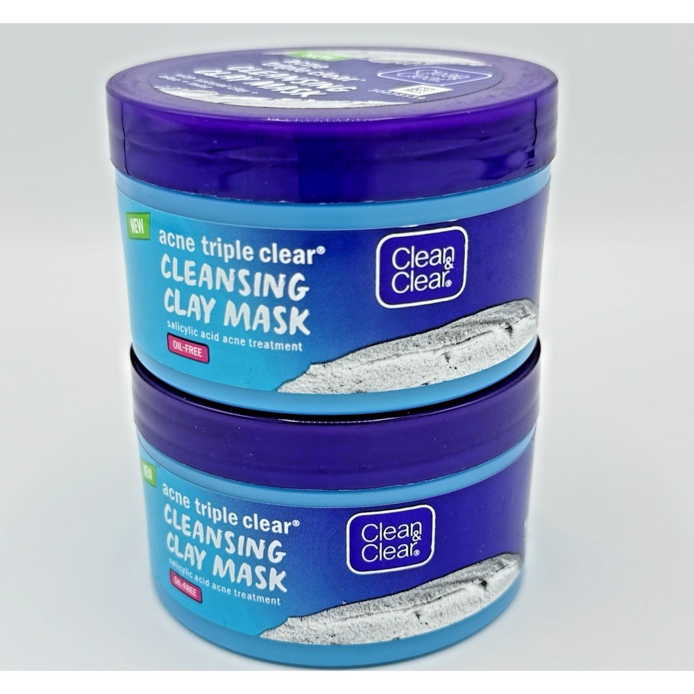 2 x Clean & Clear Acne Triple Clear Cleansing Clay Mask Oil Free 3.5oz NOS - Picture 3 of 8
